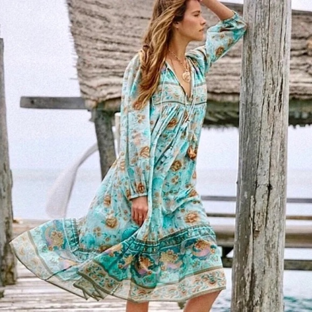 Spell & The Gypsy Collective Seashell Midi Dress in Seafoam
